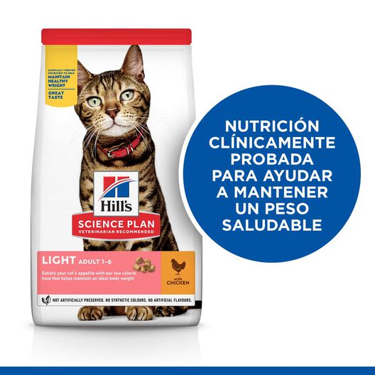 Hill's Science Plan Light Adult Pollo pienso para gatos, , large image number null